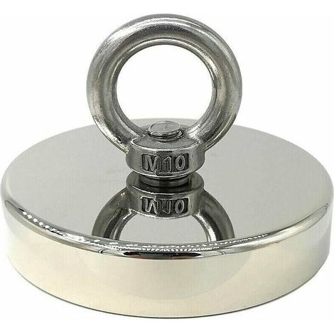 Aimant de levage,Aimant Néodyme Super Puissant 300kg Idéal pour la Pêche Magnétique Ø 90mm avec Boucle Métal Néodyme (1/5)