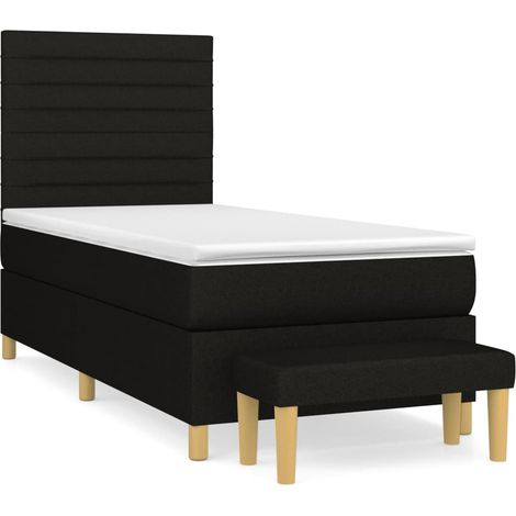Lit à sommier tapissier et matelas Noir 80x200 Tissu 9 (1/5)
