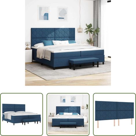 vidaXL Kopfteil - Boxspringbett mit Matratze mit Kopfteil Blau 200 x 200 cm Stoff (1/5)