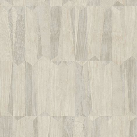 Papier peint géométrique crème et gris Tapisserie graphique aspect bois Papier peint moderne style naturel idéal pour couloir (1/4)