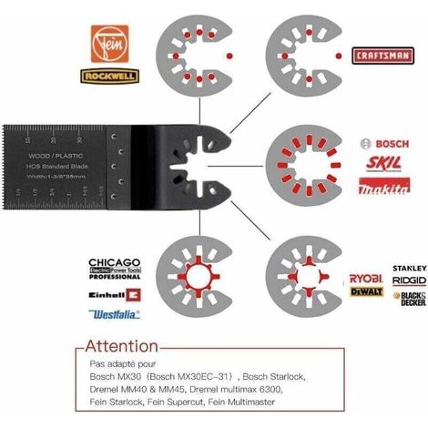 Lame de Scie Oscillante, 21PCS Mixte Outil Multi-Usage Kit, avec Accessoires de Universel Outil Multifonction Oscillant à Libération Rapide pour Coupe General Multi-Tool (Noir).. (1/3)
