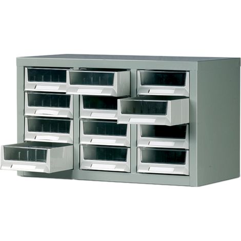 Unité de stockage 12 tiroirs RS PRO en ABS, 350mm x 586mm x 290mm ( Prix pour 1 ) (1/2)