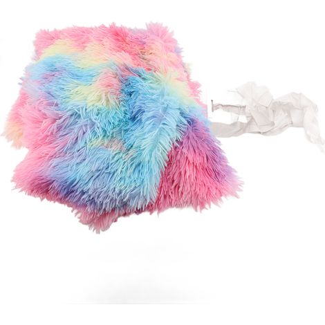 Coperta lavabile double-face in morbido poliestere felpato per una persona, ideale per ufficio, divano, con motivo arcobaleno. (1/2)