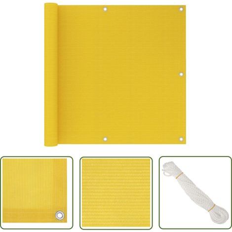 The Living Store Écran de balcon Jaune 90x300 cm PEHD - Écran De Balcon - Protection Solaire - Vie Extérieure - Intimité Balcon - Parasol Alternatif (1/5)