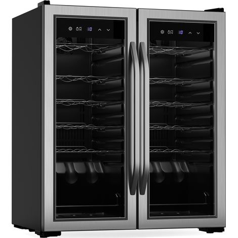 Klarstein Vinamour refrigerador de vino  2 zonas de enfriamiento  7 estantes  operación táctil  protección UV