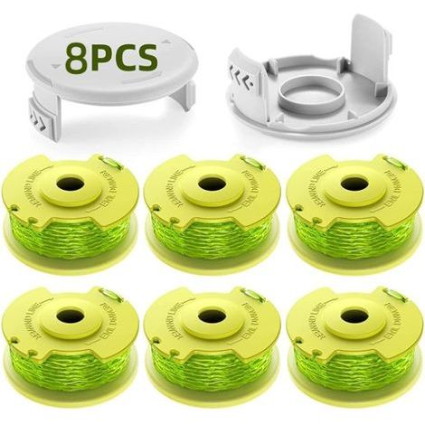 8 Paquetes Modelo Actualizado de Carrete de Hilo para Cortadora de Bordes, Compatible con Ryobi One+ 18V, 24V, 40V, Diámetro 2.0mm y Longitud 3.4m AC14RL3A Repuestos para Cortadora de Bordes (6 Carret (1/5)