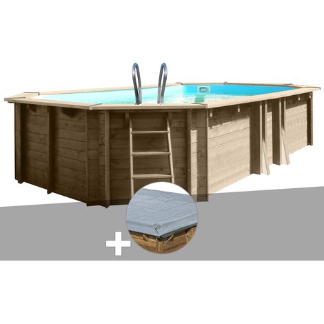Kit piscine bois Gré Safran 2 6,20 x 3,95 x 1,36 m + Bâche hiver (1/3)