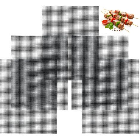 5 Pcs Tapis de Cuisson Barbecues, Grille Barbecue Grille de Barbecue Antiadhésif, Tapis de Cuisson en anti-adhésifs réutilisables pour barbecues à gaz, cuissons et pâtisserie (40 x 30 cm)