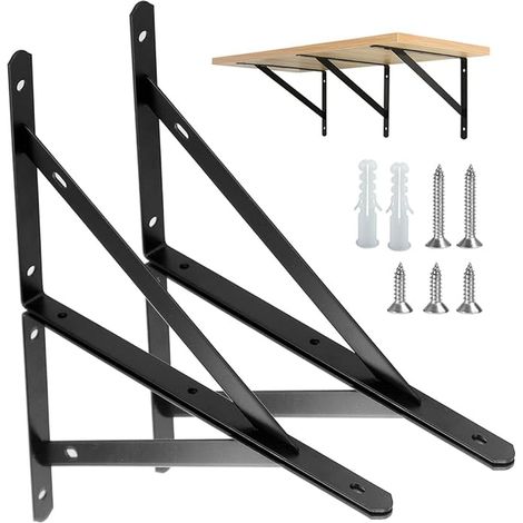 Triangle Shelf Brackets Right Angle Shelf Brackets Shelf Brackets Shelf Accessories 25cm Black (1/5)