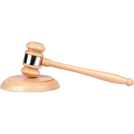 Marteau en Bois et Bloc Sonore Rond, Marteau Bois Magistrat Maillet Fabriqué à la Main avec Bloc pour Avocat, Juge, Vente et Enchères - Cadeaux Jouets (1/5)
