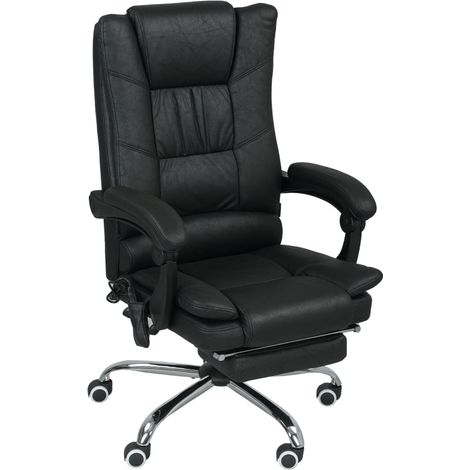 Fauteuil, réglable, avec repose-pieds, noir, 64 cm, 70 cm, pour bureau, incluant repose-pieds, assise confortable, moment détente