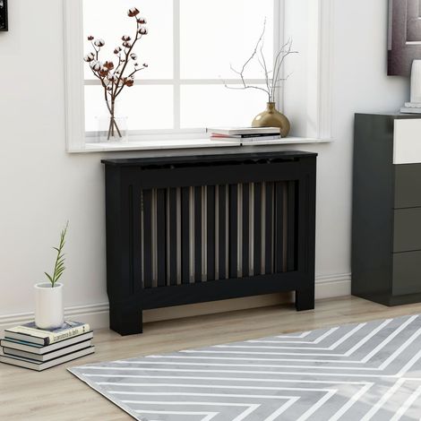 Cache-radiateur noir 112x19x81,5 cm MDF - The Living Store (1/5)