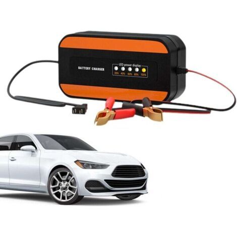 Chargeur de Batterie Automobile, Chargeur de Batterie Automatique Chargeur de Batterie de véhicule 12 V,Chargeur de Batterie de Voiture Portable pour Voiture, Moto, Camion, mainteneur de (1/4)