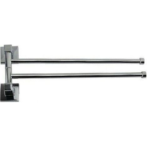 Cleafe - Porta Asciugamani 2 Bracci A Parete Bagno Acciaio Cromato Square 36x14.5cm 59196 - (1/2)