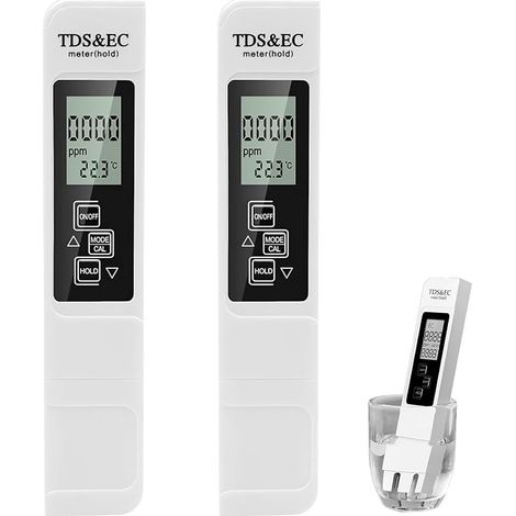 2PCS TDS Testeur de Qualité de l'eau 3 en 1 Testeur TDS EC Température avec Grand Ecran LCD Testeurs Eau Aquarium Testeurs Eau Piscine 0-9999 PPM Moniteur de la Qualité d'eau Potable (1/5)