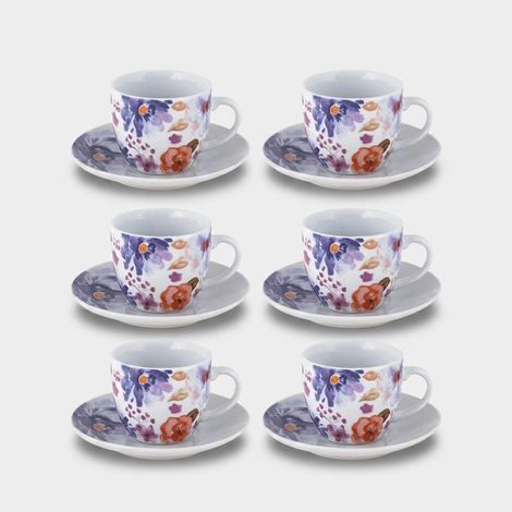 Set di 6 tazze da caffè in porcellana decorazione floreale Peonia (1/3)