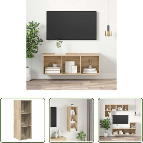 Wandhalterung - TV-Wandschrank Sonoma-Eiche 37x37x107 cm Holzwerkstoff (1/5)