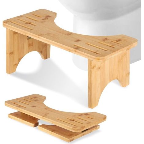 Klappbarer Badezimmerstuhl 18 cm hoher Bambus-Hockhocker rutschfester Tritthocker für Erwachsene geeignet für Erwachsene Kinder Senioren und (1/5)