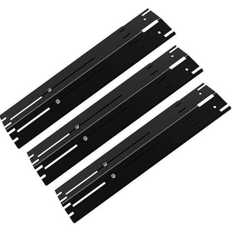 Lot de 3 plaques de Chaleur universelles réglables en Acier Porcelaine, Barre aromatisante, Couvercle de brûleur, tamiseur de Flamme pour Barbecue à gaz, s'étend de 30,5 cm à 53,3 cm