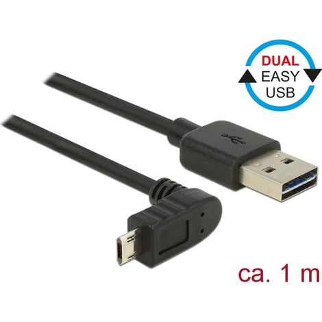 Kabel easy usb 2.0-a  easy micro-b oben/unten gewinkelt stecker/stecker 1 m delock