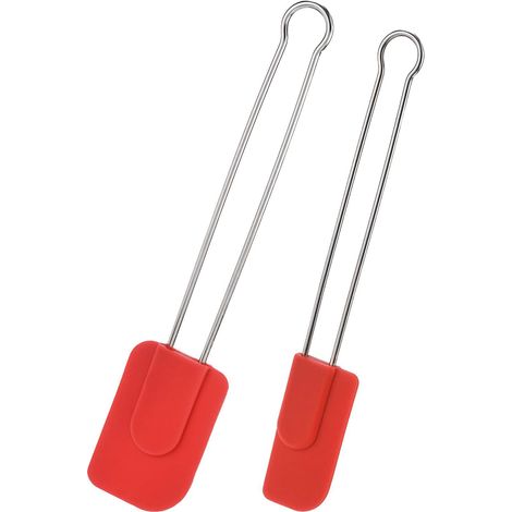 Westmark 2 Spatole da Cucina con Testa in Silicone, Lunghezza: 22,5 cm/28,5 cm, Silicone/Acciaio Inossidabile, Rosso/Argento, 154622E7
