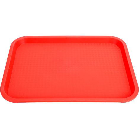 Plateau Repas Rectangulaire Anti-Dérapant en PP Épais, Plateau Polyvalent pour Restauration Rapide, Restaurant ou Cantines Rouge