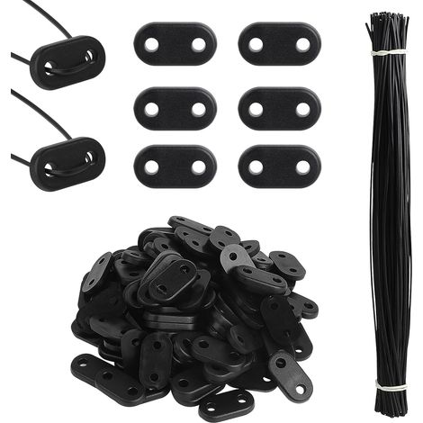 105 Sets Kit de Fixation de Clôture Brise-Vue de Confidentialité en PVC Résistants à Intempéries, Clips de Montage en PVC, avec 105 Attaches de Câble, pour Pelouse Clôtures Jardin (Noir) (1/5)