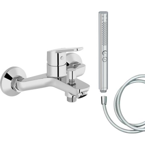 Mitigeur baignoire JACOB DELAFON Aimé + pommeau de douche Shift+ rond + flexible de douche lisse (1/5)