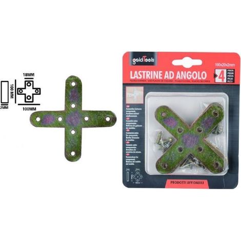 Kaela - Set 4pz Lastrina Lastrine Ad Angolo Forma X 100x20x2mm Con Viti Per Mobili 91233 - (1/2)