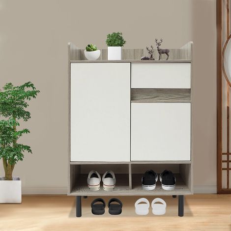 Meuble à chaussures à 2 portes, meuble à chaussures à 1 tiroir, séparateur réglable, Armoire à Chaussures Sur pied pour entrées, vestiaires, salons, chambres à coucher, maisons, dortoirs (1/5)