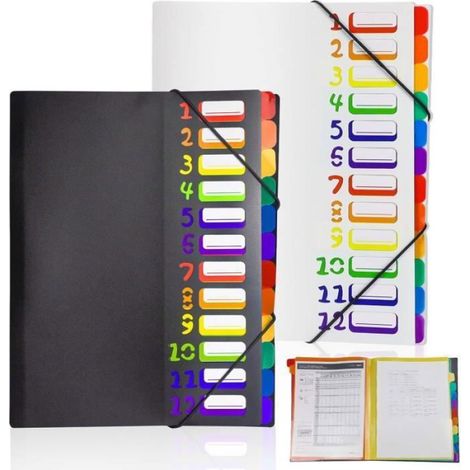 Trieur Document - A4 - 12 Compartiments - Étanche - PP - Multicolore - 1 Pièce (1/5)