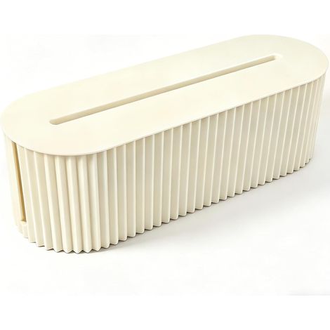 Boîte de gestion des câbles, organisateur de cordons, cache-câbles pour multiprises, parasurtenseurs et adaptateurs de bureau - Beige (1/5)