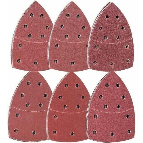72 pièces Feuilles Abrasives Papier Poncage Triangulaire Delta, 105 x152 mm, (12 x grain 40/60/80/120/180/240 chacun), Pour Ponceuse Multifonction，