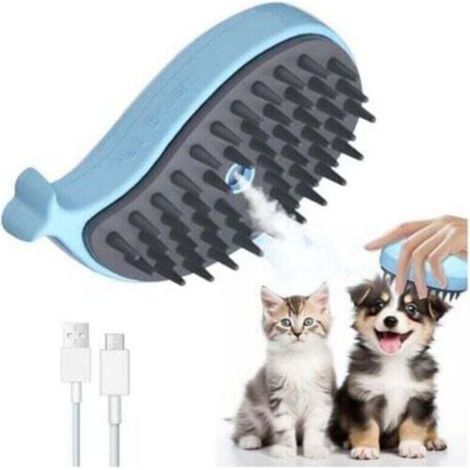 Brosse à vapeur pour chat, brosse à vapeur 3 en 1, brosse à vapeur pour chat, brosses de toilettage pour chats, pour chiens et chats, élimine efficacement les nœuds du sous-poil (1/4)