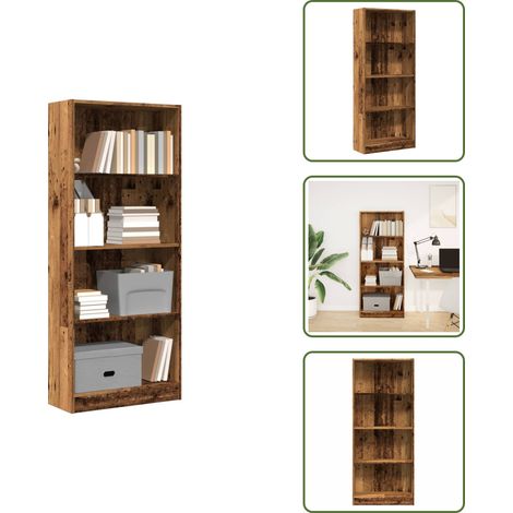 Bibliothèque vieux bois 60x24x143 cm bois d'ingénierie - Bibliothèque - Bibliothèques - Étagère À Livres - Armoire De Rangement (1/5)