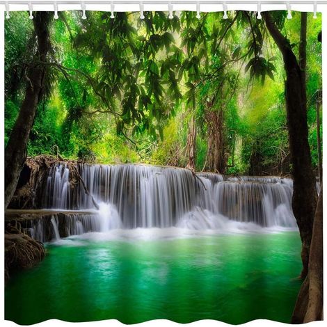 Décoration murale pour salle de bain - Paysage de lac vert et (1/5)