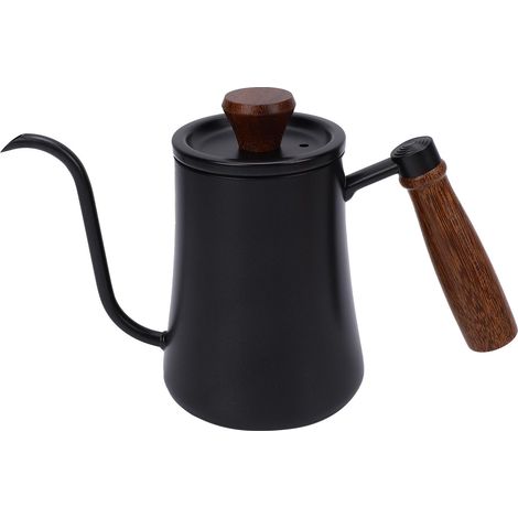 Bouilloire à café 500ml en acier inoxydable 304, bec verseur à col de cygne, théière goutte à goutte avec échelle, Pour la maison et le Camping, noir (1/5)