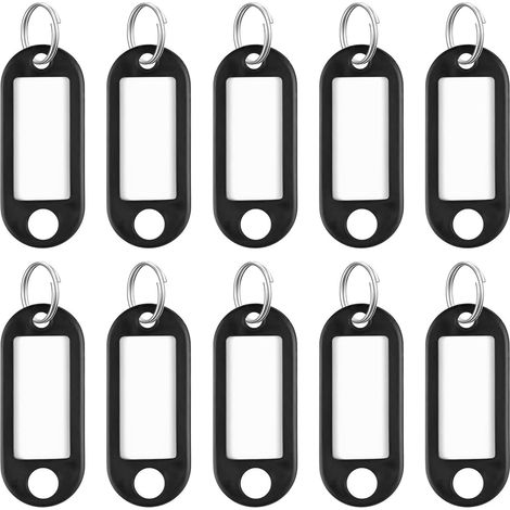 10 pièces porte-clés en plastique souple, 2 pouces, étiquettes vierges autocollantes, protection transparente pour fenêtre et anneau fendu, accessoire flexible pour objets (1/5)