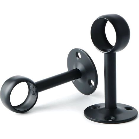 Support de Tringle à Rideaux - HANDEIU - Noir Mat - Acier Inoxydable - 2 Pcs - 25 mm (1/4)