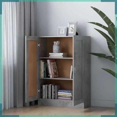 802718 Bibliothèque Gris béton 82,5x30,5x115 cm Bois d'ingénierie (1/5)