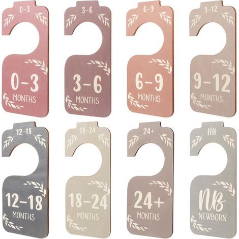 8-teiliges Babykleiderschrank-Regalset aus Holz farbenfrohes doppelseitiges Aufbewahrungsregal für Babykleidung geeignet für Neugeborene bis 24 24 (1/5)