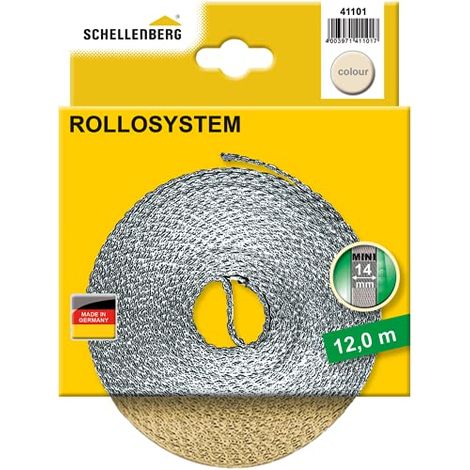 Schellenberg 41101 Cintino avvolgibili 14 mm x 12 m-Sistema Mini, Cinghia tapparella Beige (1/2)
