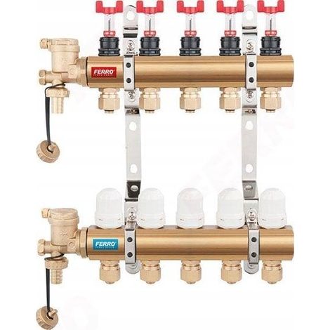 Red Collecteur 3 voies en laiton poli pour chauffage (1/2)