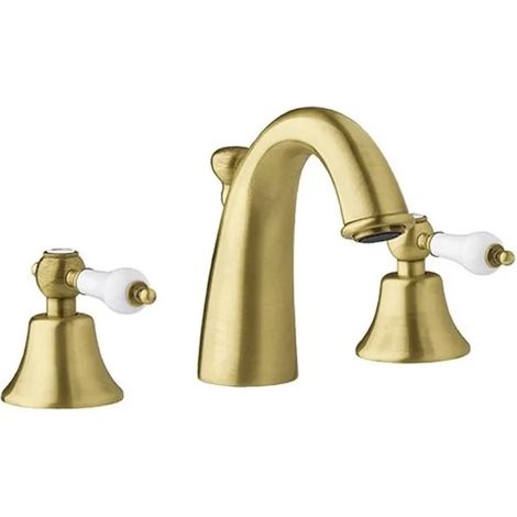 Mitigeur de lavabo 3 trous en bronze rétro (1/2)