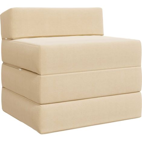 Foldable Sofa Bed Cream 200 x 70 x 15 cm Corduroy Fabric vidaXL