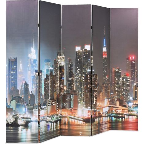 Cloison de séparation pliable 200x170 cm New York la nuit (1/5)