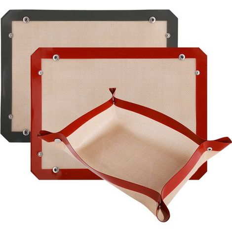 Stück 30 x 40 cm Silikon Backmatte mit Schnalle und Eckclip auslaufsicher für Backformen abnehmbar als flache Backblecheinlage oder Ofenmatte ver (1/5)