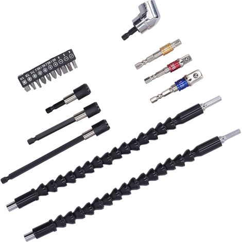 Lot de rallonges de forets flexibles 105°, adaptateur universel de douilles, porte-embouts de tournevis, kit complet 10 pièces (1/5)