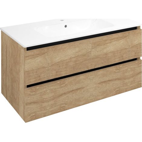 Meuble sous-vasque EZARA 99,8x52x46cm, chêne alabama (1/2)