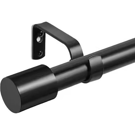 Tringle Rideaux Extensible 76-157cm 16mm Noir, inox + supports/boutons décorative salon/fenêtre (1/5)